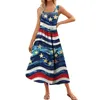 Casual Dresses Women'S 2024 Summer Maxi Dress Print Sleeveless Square Neck Flowy Long Beach Elegant Tank Sundresses With Pockets