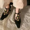 Designer Fashion Temperament Square Head Tjock Häle Single T Strap Mary Jane Shoes High Heels Women