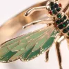 10pcs Dragonfly guardana fuckle anel de guardanapo liga de inseto verde Dragonfly Diamond Diamond Buckle Towels Solder de guardanapo