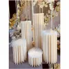 Party Decoration 4 Pcs Paper Folding Cylinder Pedestal Display Rack Pillars For Wedding Diy Dessert Cake Table Stand Columns Drop De Dhiuj