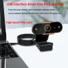 Webcams H01 HD1080P Webcam 2MP Bilgisayar PC Webcamera Mikrofonlu Döner Kameralarla Canlı Yayın Video Arama Konferansı Konferansı Çalışması