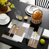 Table Mats Brown Black Grey Abstract Art Placemat For Dining Tableware Kitchen Dish Mat Pad 4/6pcs Home Decoration