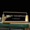 Personalized Desk Name Sign Plate with Wooden Base Lighted Acrylic Nameplate Office Desk Decor Gifts for Boss Teacher Coworkers