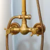 Torayvino Bathroom Shower Faucet Set bad dusche Antique Brass tap With shelf Mixer Control Valve Hand Shower Top rainfall spray