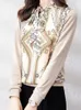 Blouses pour femmes Evnisi Femme élégante Chemise en satin de soie imprimée florale