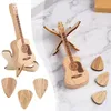 Hölzerne Akustikgitarren-Pick-Box mit Ständer glatte Kante tragbarer Burr-freier Behälter handgefertigtes Gitarren-Picks Aufbewahrung H4p3