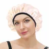 Wodoodporna czapka na prysznic wielokrotnego użytku satynowy prysznic włosy maska ​​elastyczna czapka do kąpieli podwójna warstwa grubość prysznicowa pokrywa głowicy