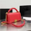 2024 Ladies Flap Mini Crossbody Designer Bags Solid Color Genuine Leather Classic Handbags Gold-tone Metal Chains Snake Patter Portable Shoulder