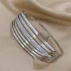 Bangle Dodohao 316L из нержавеющей стали Многослойные бараслеты с широким цирконом браслеты для женщин Коренерия золотого цвета водонепроницаемые украшения