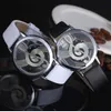 Kvinnors klockor mode ihålig musik form titta runda urtavla utsökt vit svart läder casual kvinnor enkla armbandsur relojes släpp frakt 240409
