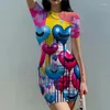 Robes décontractées d'été 3D robe graphique imprimée colorée