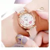 Polshorloges Fashion Trend Round Round Women's Watches Pu Leather Strap Personality Simple en veelzijdige Diamond Student Ladies Quartz