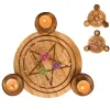 Wooden Candle Holder Pentagram Candlestick Ritual Wax Table Energy Ornaments Tarot Supplies for Home Decor