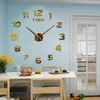 2022 Modern ontwerp Grote wandklok 3D DIY Quartz Klokken modehorloges Acryl spiegelstickers woonkamer woonkamer thuisdecor Horloge