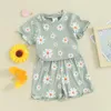 Kleidungssets geborenes Kleinkind Baby Mädchen Kleidung Sommer-Outfit Blumendruck Kurzarm T-Shirts Tops Shorts