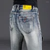 Jeans maschile jeans denim slim marchio design motocicletta per pantaloni personalizzati con cerniera personalizzata artigianato pantaloni hip hop adolescente