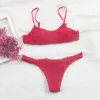 Fold Wyściełane solidne bikini zestaw 2024