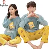 Thuiskleding otono lnvierno pijamas mujer counterde traje grueso coral franela camison femenino de dibujos animados animal pijama