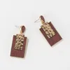 Boucles d'oreilles en peluche à marteaux mélangés en bois naturel en bois naturel rectangle gouttes pour les femmes de style minimaliste moderne bijoux occasionnel en gros