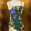 Lässige Kleider Seaxiang Modedesigner Sommer Seidenkleid Frauen Spaghetti -Gurt floraldruck sexy Party Backless Paket Gesäß Gesäß