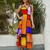 Casual Dresses Retro Mondrian Dress Street Style Boho Beach Long Woman Trendy Custom Maxi Birthday Present