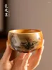 Schede di tè per la pittura paesaggistica di fascia alta la legna da ardere per legna da ardere in fiamme di grande capacità ciotola vintage in ceramica cinese per tè per tè cinese per