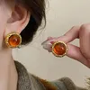 Boucles d'oreilles étalon résine brune vintage pour les femmes filles géométriques irrégulières rondes coeur 2024 Jewelry Tendy Ear Jewelry Party