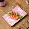 Assiettes de style japonais céramique sous la couleur de la couleur rectangulaire steak assiette créative plats de fruits mignons fleurs de cerisier