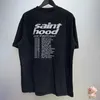 メンズTシャツヒップホップカジュアル特大のオートバイパターン印刷セントマイケルTシャツメンズレディースストリートウェアビンテージウォッシュブラックTシャツJ240409