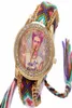 Rainbow Geneva Watch Women vintage hippie Mexican Rhinestone Style dial Fridas Fashion wristwatch Lace Chain Braid Reloj8520927