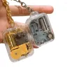 Figurines décoratines Small Music Box Movement Chain Chain Square Keychain Keychain Pladed Pendant Bijoux portable