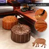 Pillow Nordic Style 55x30cm Moroccan PU Leather Pouf Craft Ottoman Footstool Round Large Artificial Unstuffed