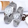 Women's Watches Man Women Couple Wrist Watches Stainless Steel Band Alloy Lovers Business Quartz Movement Wristwatch Elastic Strap Band Watch 240409