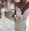 2021 Plus taille arabe aso ebi sirène luxueuse robes de mariée en dentelle spaghetti cristaux sans vintage vintage sexy robes de mariée zj3553379397