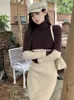 Casual Dresses Women Autumn Turtleneck Vintage Knitted Dress 2024 Fashion Bodycon Midi Elegant Solid One Pieces Clothes