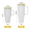 32oz Sublimation Glass Tumbler mit Griff Bambus Deckel leer gefrostete Glas Becher großer Kapazität Bier Becher Wein Cola Getränke Tasse