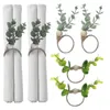 Geschirrsets 2 PCs Serviettenringe Eucalyptus Blatt Boho Holzperlen Bauernhaus Ringhalter Springgrüner Tischdekoration