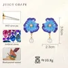 Stud Earrings Fashion Enamel Flower For Women Temperament Blue Trumpet Pearl Wedding Party Aesthetic Jewelry