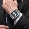 Начатые часы мегир квадратный набор хронограф Quartz Watches для мужской моды Многофункциональный случайный спортивный мужские наручные часы Дата 24-часовой