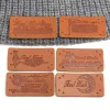 PU lederen labels voor naaimakjes Handgemaakte labels 20*40 mm Bruine tags Hand gemaakt voor kledinghoeden Diy Handcrafts