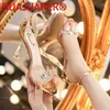 Sandaler Summer Comfort Ladies High Heel Outdoor Banket Använd Sequins Ordinary Craft Exducite 34-40 Silver Gold