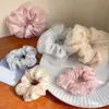 Dubbele laag organza haartouw elegante bloemen haar scrunchies oversized net garen elastische haren rubber diy haaraccessoires