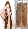 Anello micro anello micro anello ricci brasiliano Collegamenti per capelli umani Extensions Bionda marrone Remy Capelli 200g 1GS Micro Bead Capelli 4951272