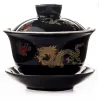 Çin Tureen Kupası Seramik Çay Teapot Teape Ketimsi Ejderha/Şakayık Çin tarzı Kung Fu Çay Setleri Arkadaşlar İçin En İyi Düğün Hediyesi D007