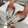 Amina Muaddi Sandals Femmes Designer Chaussures Fashion 10cm High Heel Nouveau électrique Light Fantasy Robe pointue Classic Suower Water Diamond Party Mariage Chaussures