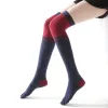 Femmes chaussettes à orteils hautes cinq doigts à rayures à rayures antidérapantes yoga yoga bottes de chaussures longues