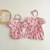 Girls nate estate Rompers Cotton Floral Short Short Bodysuit Broder Lace Broder Boder Toddler Girl Dress 240329