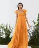 Casual Dresses Modest Summer Gold A-line Tulle Women Maxi Bow Straps Long Female Tutu Robe Gowns