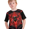 Red Spider 3D Printed Boys Kreatives T-Shirt Kurzarm runden Hals bequemes T-Shirt für Kinder im Sommer Outdoor Sport Tops