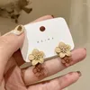 Boucles d'oreilles en peluche brune deux couleurs fleurines pour femmes 2024 bijoux de mode coréenne fête de mariage fille accessoires élégants